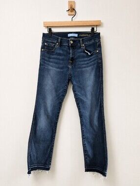 7 For All Mankind B(air) Cropped Boot Cut Jeans Women's Size 28 Medium Wash
